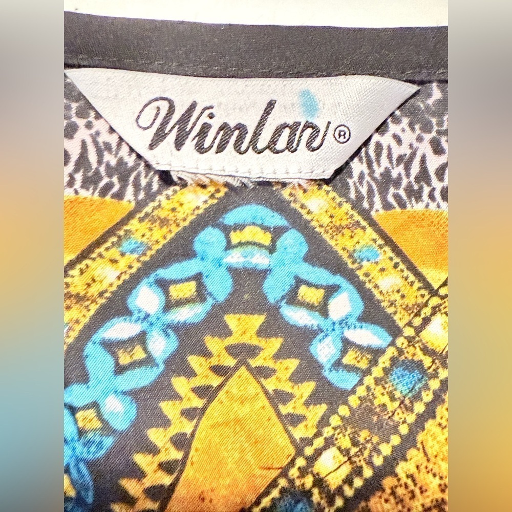 Multicolor V-Neck Women's Top - Picture 4 of 5